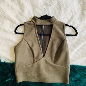 Olive green crop top